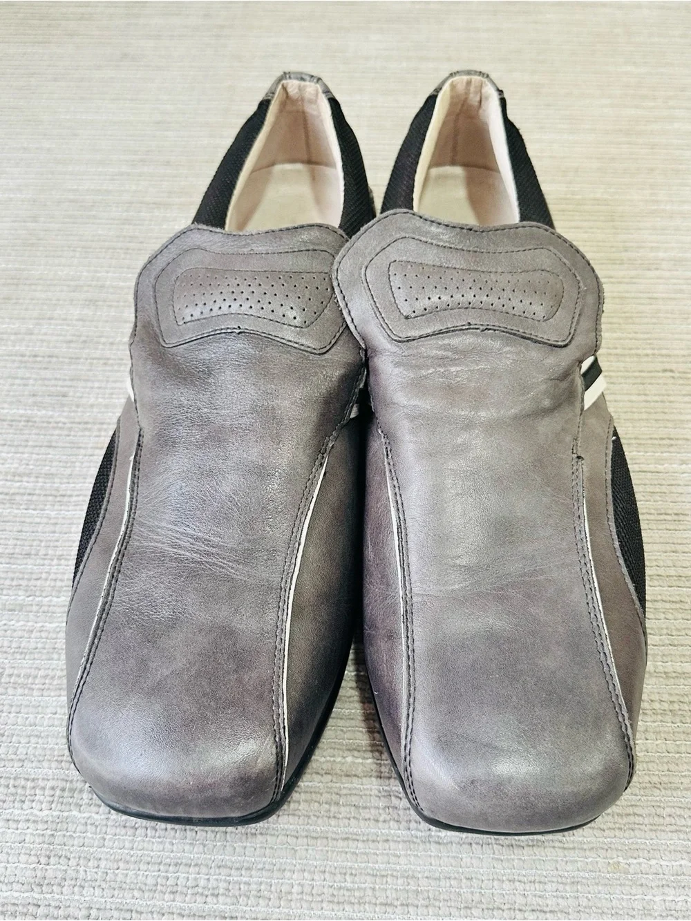 Rare‎ Vintage Steve Madden Mens Gray Leather Sport Loafer Sneakers Y2K Size 16